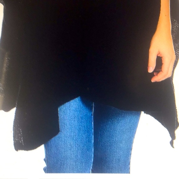 NEW tie BLACK ONLY Grommet detailed Poncho/sweater - Picture 4 of 6